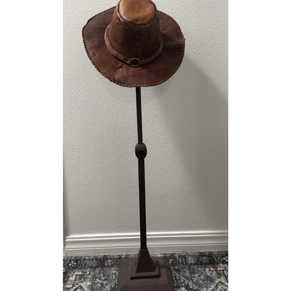Vintage Cowboy‎ Hat Leather Brown Tooled Beautiful
